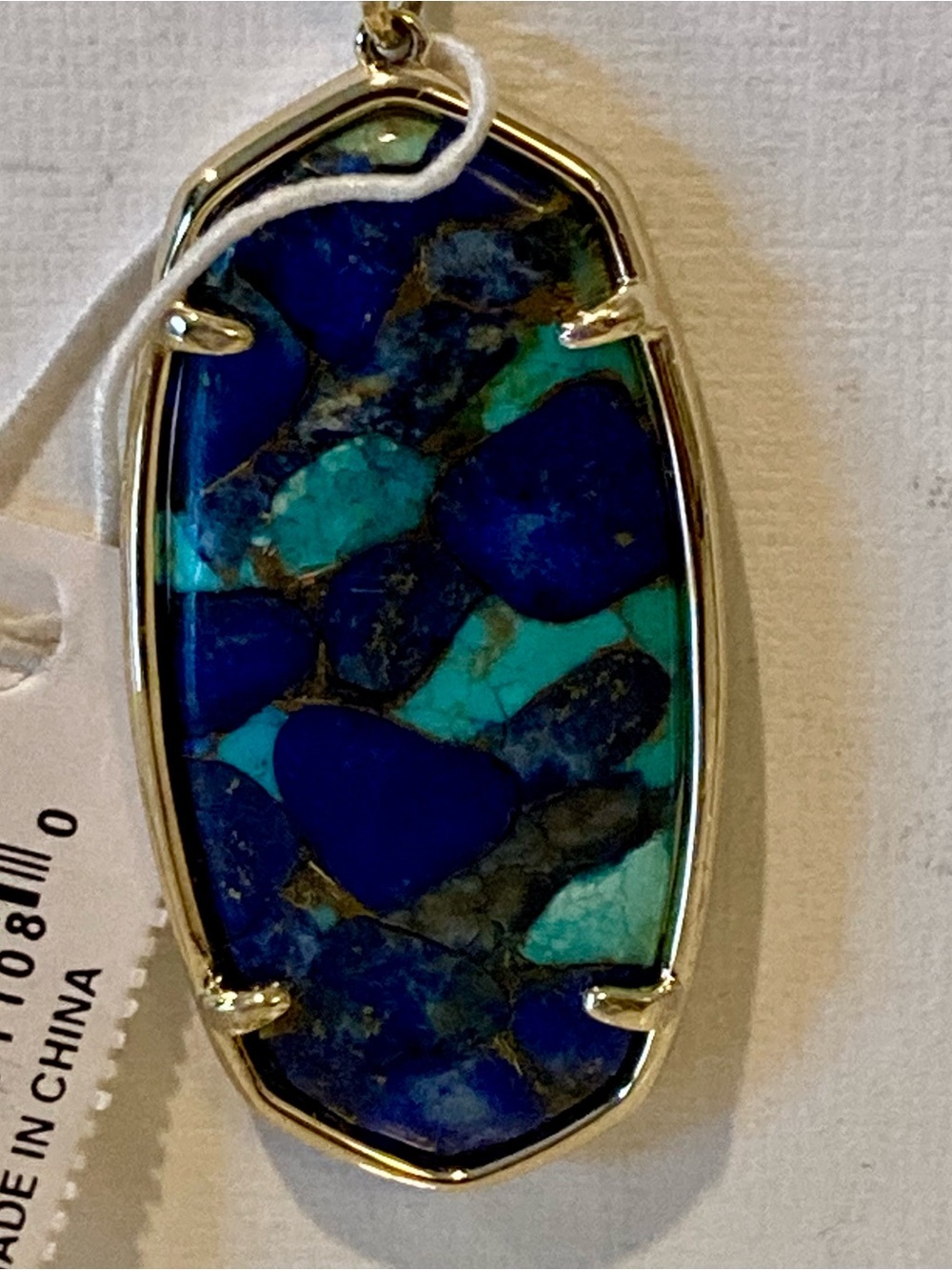 NWT Kendra Scott Elle gold earrings in bronze veined lapis turquoise magnesite - Picture 4 of 7